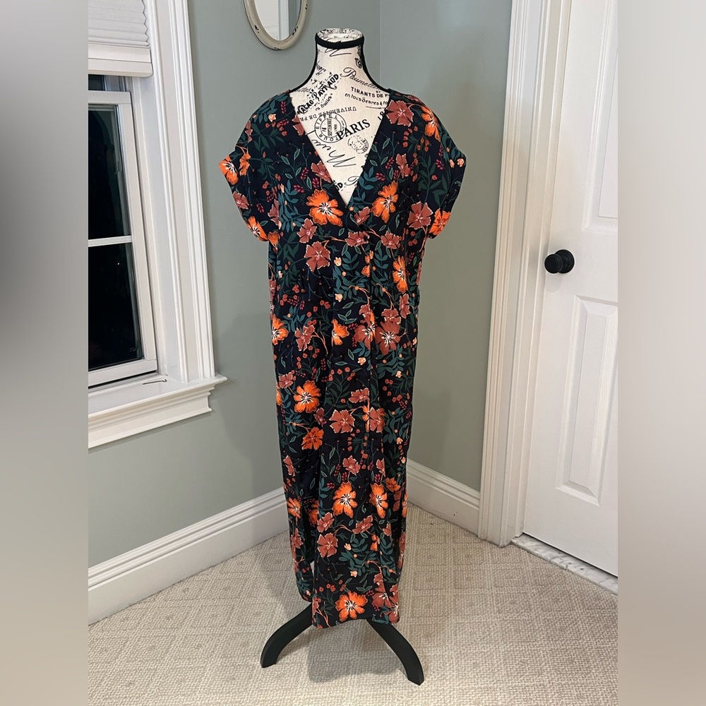 ZARA Trafaluc Navy Floral Maxi Dress | XS | Missing Belt | Excellent Condition - Picture 1 of 10